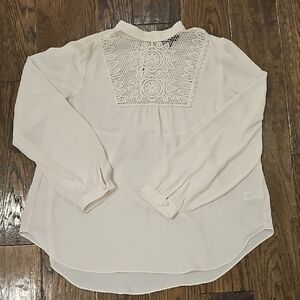 Express Elegant Cream Blouse with Lace Detail